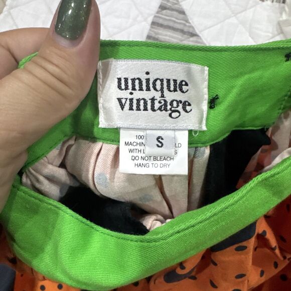 UniqueVintage Small Pop Art Halloween Two Faced Jack-O-Lantern Skirt With Pocket - Picture 5 of 6